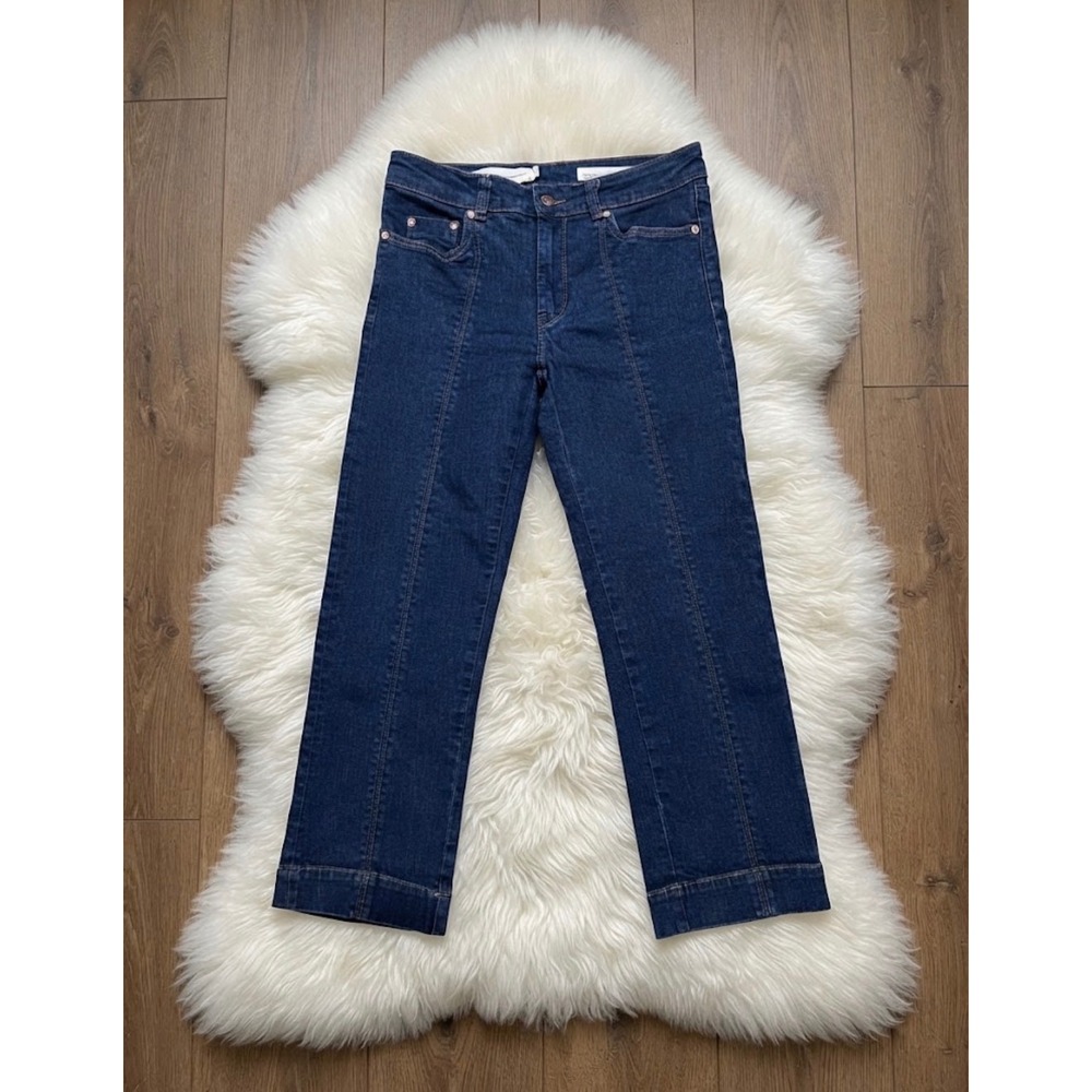 Anthropologie Pilcro Front Seam Straight Leg Cropped Jeans Dark Wash Size 26